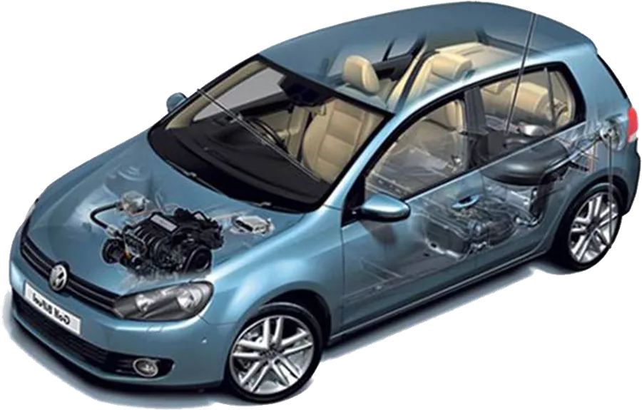 Cutaway of a car with gas equipment